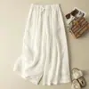 Pantalones culotte cortos de algodón y lino drapeados, nuevos pantalones de verano para mujer 2026, finos de cintura alta, transpirables, casuales, de pierna ancha