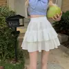 Falda de pastel para mujer de cintura alta, línea A, falda corta, 2024 Verano, nuevos culottes, falda plisada con volantes para petite