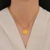 Pastel Redondo Amarillo Collar del Dios de la Riqueza Moda Femenina Nuevo Estilo Chino Diseño de Diamante Arena Antigua Oro Temperamento de Alta Calidad Cadena para la Clavícula