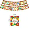 Bloques de Construcción Transfronterizos Decoración de Cumpleaños Suministros para Fiestas Cuadrados Platos de Papel Servilletas de Papel Vasos de Papel Manteles Cajas de Dulces Banderines Venta al por Mayor