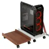 Suporte para torre de computador em madeira maciça com rodas, rodízios universais, base de resfriamento móvel, bandeja de rack à prova de poeira