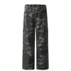 Pantalones Cargo Camuflados Retro de Calle Americana con Diseño de Retazos, Pantalones de Pierna Recta Acampanada Holgados Adelgazantes para Hombres y Mujeres