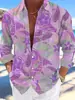 Nueva Camisa Casual de Manga Larga Transfronteriza Europea y Americana 2024 Estampado de Tortuga Manga Larga Hawaiana Explosiones Transfronterizas