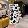 Funda para teléfono Samsung con forma de corazón negro dulce y genial estilo Ins, funda suave de TPU transparente, cubierta protectora anticaídas para Galaxy S25