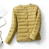Chaqueta Corta Ligera de Plumas para Mujer Estilo 2026 con Cuello Redondo, Forro de Plumas de Pato Blanco, Abrigo Versátil de Moda Coreana Transfronterizo