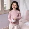 Camiseta Interior Básica de Algodón Puro para Niña de 26, Camiseta de Manga Larga con Cuello Semi Alto de Lunares para Primavera y Otoño, Top de Ropa Interior para Niños