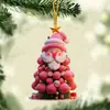 2024 Novo Cruzamento Papai Noel Árvore de Natal Pequeno Pingente Decorações de Natal Pingente Plano de Acrílico