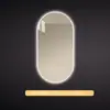 Espejo de baño inteligente ovalado para pared salón de belleza con luz pantalla táctil LED inducción antivaho espejo de tocador HD
