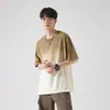 Verano 2024 nueva versión pública teñido por inmersión para hombre manga corta moderno combinable para pareja hombros caídos grandes degradado holgado camiseta