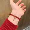 Pulsera con Borla de Moneda de Cobre y Ágata Roja para Mujer, Diseño de Nicho, Año Nuevo, Año del Zodiaco, Pulsera Roja, Jade