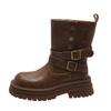 Botas Martin de tacón grueso marrón estilo británico para mujer, botas retro estilo western de otoño 2024, botas de caballero con suela gruesa