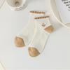 Calcetines Bordados de Dibujos Animados Personalizados para Mujer Primavera y Verano Estilo Coreano Rayados Oso Casual Estilo Universitario Modernos Doble Aguja Calcetines Cortos
