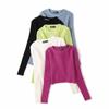 Otoño e Invierno Nuevo Moda Europea y Americana para Mujer Color Sólido Color Caramelo Base Cuello Redondo Top de Punto W4881 Manga Larga