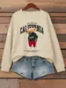 Sudadera para Mujer California Mask Estampado Oso Cool Cuello Redondo para Correr Suéter de Punto Otoño Ajuste Holgado
