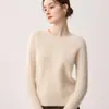 Suéter Cálido de Punto Fino Color Sólido Retro Trenzado Cuello Redondo 100% Cachemira Pura
