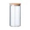 Pote de Armazenamento Selado de Vidro Transparente de Alto Borossilicato para Frutas Secas e Lanches, Pote de Armazenamento com Tampa de Bambu à Prova de Umidade