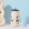 Taza Nueva y Elegante con Forma de Manzana y Popote, Taza Térmica de Doble Uso de Acero Inoxidable 316, Taza de Agua Linda de Dibujos Animados con Correa