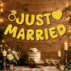 Amazon justmarried letra brilhante casamento colorido banner de guirlanda de aniversário adereços de atmosfera