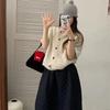 Colete Tricotado Estilo Coreano Feminino Novo Redutor de Idade Gola Redonda de Botão Único Pequeno Empilhado Moda Cor Sólida Colete Suéter Tendência