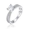 Anillo de Plata de Ley 925 Tonglin Transfronterizo Europeo y Americano para Mujer, Moderno y de Alta Gama, Anillo de Circonita Cruz Corazón de Lujo Ligero