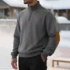 Nueva Sudadera de Punto Jacquard a Cuadros Pequeños con Cuello Alto para Hombre, Talla Europea, Otoño, Nueva, Cruzada, Sudadera Henley Casual