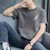 Camiseta masculina de manga curta para o verão, casual slim fit, estampa da moda trendy, top leve de gola redonda, disponível em barracas de rua