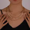 Joyería Transfronteriza Europea y Americana Diseño de Nicho Imitación Perla de Spice Girl Borla Collar de Tres Capas Todo Fósforo para Mujer