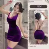 Tamanhos Grandes Lingerie Sexy Puro Desejo Abstinência Sexy Renda Saia de Quadril Uniforme Tentação Pijama Conjunto de Camisola Qqny