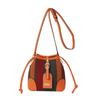 Bolso de Diseño Exclusivo Tipo Cubo para Mujer 2026 Nuevo Estilo Lona Rayas de Bloqueo de Color Bolso de Hombro Cruzado con Diseño de Bloqueo de Color