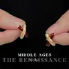 Pendientes Vintage de Esmalte con Goteo Zircón Borgoña Cruz Geométrica Minimalista Estilo Commuter Lujo Ligero