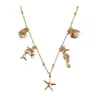 Amazon Transfronterizo Nuevo Elementos Oceánicos Collar con Múltiples Colgantes Collar con Cadena de Cuentas de Arroz Joyería de Moda Regalo de Vacaciones para Mujeres