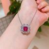 Net Red live Red pigeon sangue micro diamante pingente esmeralda brincos anel colar simulação conjunto de jóias Atacado