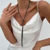 Collar de Cadena Metálica con Borla Anudada Estilo Ins Moda Transfronteriza Europea y Americana Collar Largo Personalizado con Cuentas de Bola Ccb para Mujer