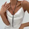 Joyería Transfronteriza Europea y Americana Simple Collar de Cadena con Borla de Metal en Forma de Y Estilo Frío Cadena para Clavícula de Cuentas CCB Multicapa