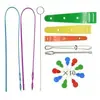 Set de Pasahilos Elásticos Amazon, Pasahilos Elásticos de Plástico Largos, Pasahilos de Doble Agujero, Pinza para Elástico