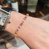Pulsera de corindón rojo tesoro de color antiguo medio hecha a mano con diamantes de alto carbono y huevo de paloma cepillado, estilo dinero antiguo francés para mujer