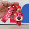 Llavero creativo con forma de conejito de fresa y oso, con colgante de animal, para mujer, bonito llavero de coche de dibujos animados, pequeño regalo al por mayor