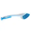 Cepillo para lavar platos con ventosa y mango largo, tamaño pequeño multiusos, disponible para venta al por mayor, cepillo para fregadero, cepillo de ventosa de colores de pie, azul colorido