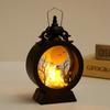 Decoraciones de Halloween, velas retro, adornos de lámparas de viento, lámpara de aceite pequeña portátil transfronteriza, festival fantasma, luz nocturna, accesorios colgantes