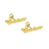 [Personalizado privado] aretes de botón de moda creativa para mujer acero inoxidable chapado en oro de 18 quilates aretes de botón con nombre personalizado