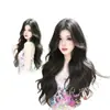 Peluca larga y ondulada para mujer, con raya media en la frente, cabello rizado largo, voluminosa, natural, versátil, elegante y cobertura completa de la cabeza.
