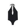 Estilo Europeo y Americano Nuevo Top de Natación de Verano para Mujer Decoración de Puntada de Costura Cuello Halter Sexy Sexy Espalda Descubierta Grande Traje de Baño