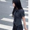 Estilo Universitário JK Uniforme Conjunto de Duas Peças Moda Verão Feminina Manga Curta Spice Girl Cintura Alta Camisa Branca Saia Plissada