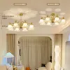 Lámpara de Araña de Sala de Estar de Estilo Francés Personalizada Creativa Media Antigua Crema Cálida Lámpara de Flor Dormitorio Espectro Completo Proyección Lámparas Protección Ojos