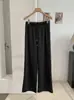 Pantalones Casuales Fluidos de Otoño KEKEZOON con Cintura Alta Elástica y Cordón, Pantalones de Pierna Recta de Color Sólido hasta el Suelo 9142