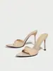 Zapatos de Tacón Alto para Mujer para Primavera y Verano, Punta Fina, Tacón Delgado, Mules de Una Correa, Modernos, Versátiles, Elegantes Sandalias de Tacón Alto