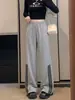 Calça de moletom retrô americana com três listras para mulheres, estilo de rua primavera e outono, cintura alta, modeladora, calça esportiva casual versátil