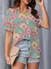 Cárdigan de manga corta para mujer de Aliexpress transfronterizo, solapa, camisa hawaiana, ligeramente elástico, estampado digital 3D, camisa casual