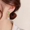 Pendientes coreanos de plata 925 con forma de ojo de gato y flor, transparentes y exquisitos, de moda, con el mismo estilo de las celebridades de Internet.