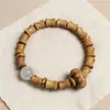 Pulsera de Sándalo Dorado con Cuentas de Oración de Mano DIY para Hombres y Mujeres, Estilo Vintage Tendencia Nacional para Parejas